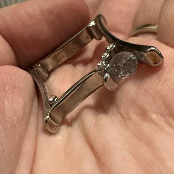 Unique Sterling Silver 18-Karat Gold Square Rhinestone Ring - Picture 2 of 4